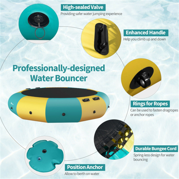 10英尺浮水蹦床-容量330磅，耐用的PVC/牛津布，带500W充气机和配件   WALMART禁止销售  周末不发货-6