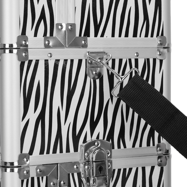 【SM】三合一四轮铝合金拉杆化妆箱纹绣箱 白斑马纹-13