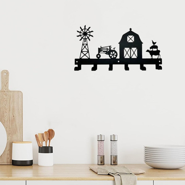 1PC，坚固的金属挂壁式储物架，带挂钩，非常适合挂外套，钥匙，毛巾等。一个多功能和实用的支架。实用钩子。（TikTok、temu下自提）-1