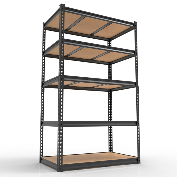 5层 可自由调节层间距 葫芦形孔位 带手套橡胶锤 展示架 铁 122*60*184cm 黑色铁件原木色中纤层板-6