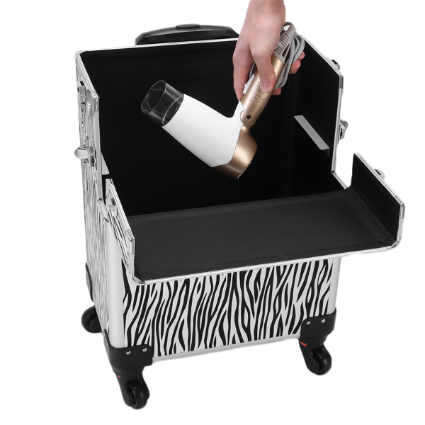 【SM】三合一四轮铝合金拉杆化妆箱纹绣箱 白斑马纹-19