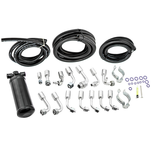空调管件 134a A/C AC Air Conditioning Hose & Fittings & O-Ring Kit with Black Drier-2
