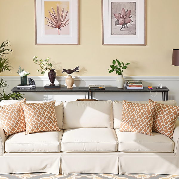 黑色 2件装 三胺+铁 200*15*79cm 玄关桌 带排插（美标）-6