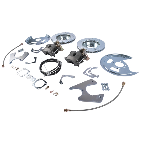 刹车盘套装 Fit for Chevy Camaro Pontiac Firebird (Staggered Shocks) Rear Disc Brake Conversion With Cross Drilled & Slotted Rotors With Parking Brake 1970-1981-4