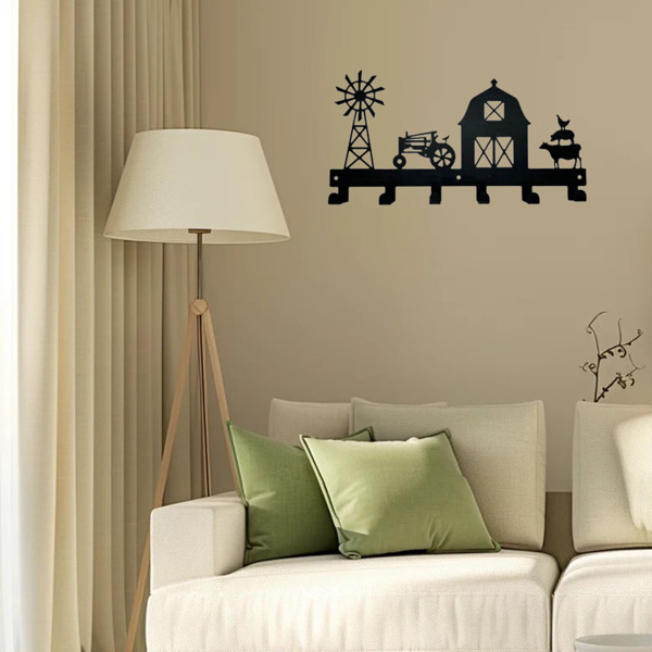 1PC，坚固的金属挂壁式储物架，带挂钩，非常适合挂外套，钥匙，毛巾等。一个多功能和实用的支架。实用钩子。（TikTok、temu下自提）-4