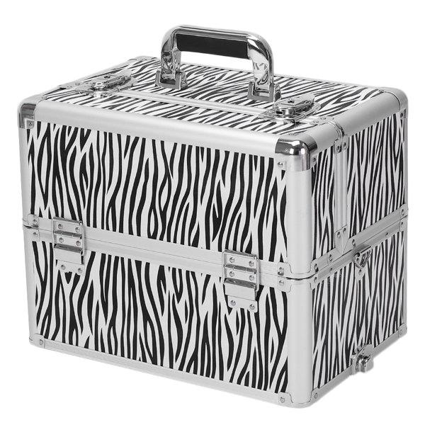 【SM】三合一四轮铝合金拉杆化妆箱纹绣箱 白斑马纹-27