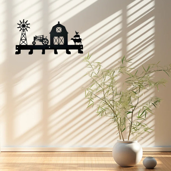 1PC，坚固的金属挂壁式储物架，带挂钩，非常适合挂外套，钥匙，毛巾等。一个多功能和实用的支架。实用钩子。（TikTok、temu下自提）-6