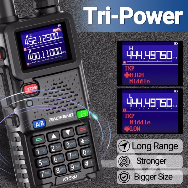 宝峰 Baofeng UV-5RH 10w 彩屏大功率双频对讲机 黑色 7个装 -11