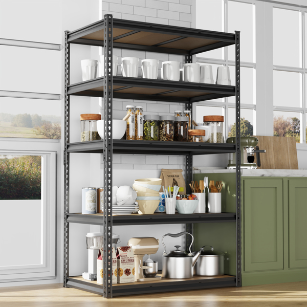 5层 可自由调节层间距 葫芦形孔位 带手套橡胶锤 展示架 铁 122*60*184cm 黑色铁件原木色中纤层板-10