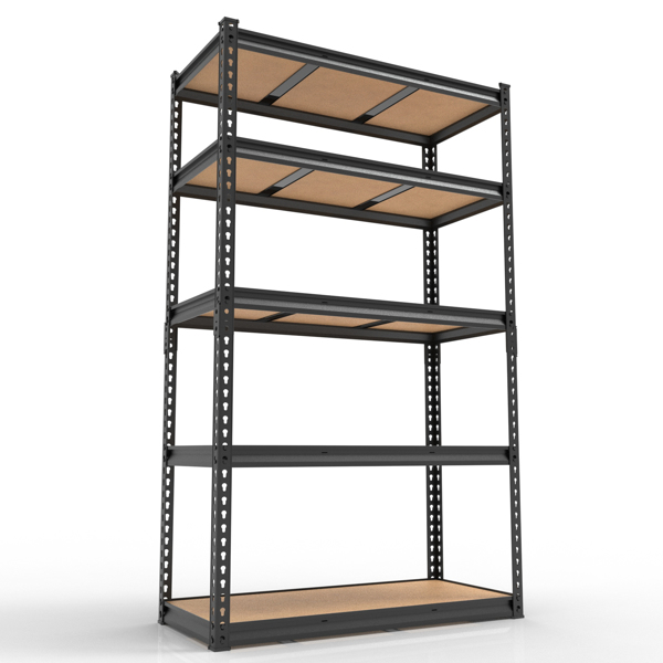 5层 可自由调节层间距 葫芦形孔位 带手套橡胶锤 展示架 铁 122*45*184cm 黑色铁件原木色中纤层板-8