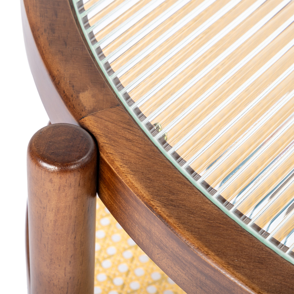 31.5 双层 胡桃色 庭院木边桌 玻璃 橡胶木 PE藤-5