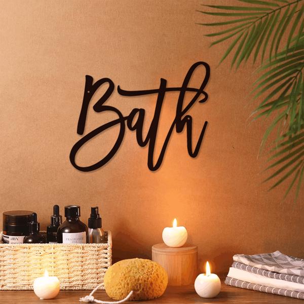 现代农家乐设计浴室标志：浴室金属字墙装饰的化妆室和浴室。这个墙壁雕塑为您的洗手间墙壁带来了优雅和永恒的吸引力，创造了一个放松和诱人的空间（TikTok、temu下自提）-7