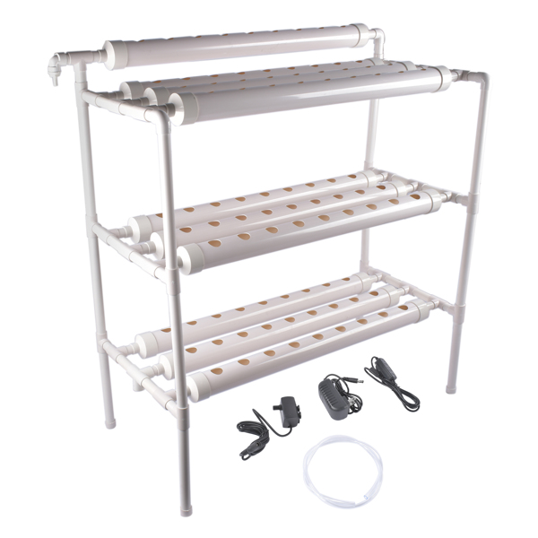 A1-落地式水培种植系统 Floor Standing Hydroponics Growing Planting System Kit, Soilless Cultivation PVC Pipes for Gardening and Planting (90 Seed Holes, White)-2