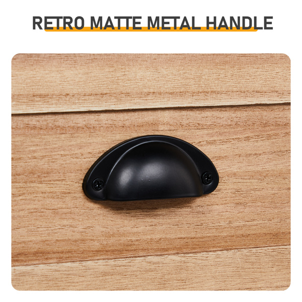 橡木色 P2密度板+贴实木皮框架 56*45*65cm 一抽带下隔层 床头柜 中世纪现代 1pcs-23