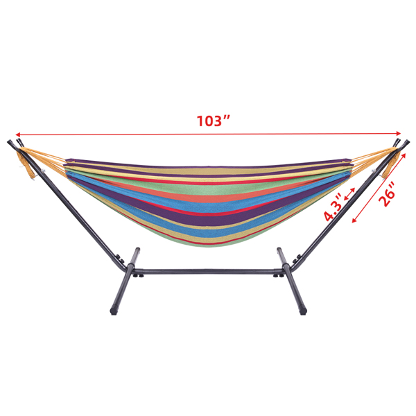 9ft 小彩条 黑底银花架子 2*1.5m涤棉吊床 铁吊床套装 330.00lbs-7