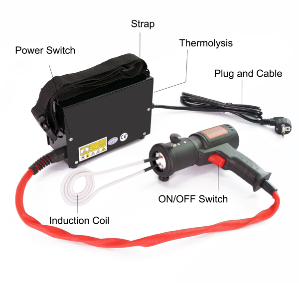 电磁加热器套装螺栓拆卸器无焰加热工具 4 个软线圈 15017-8