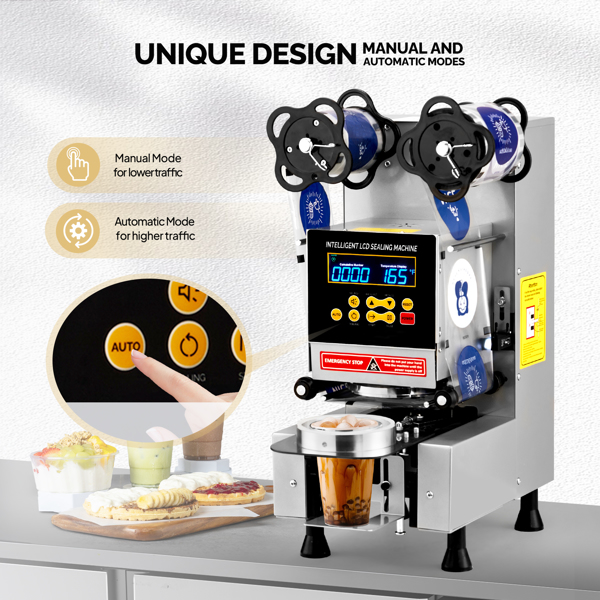 美规 DH95-2 110V 350W 商用封杯机 银色 铁烤漆 立式 电动 银色液晶款-5