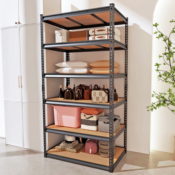 6层 可自由调节层间距 葫芦形孔位 带手套橡胶锤 展示架 铁 122*60*206cm 黑色铁件原木色中纤层板-12