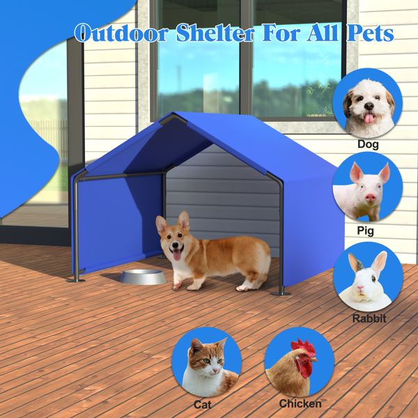 狗狗遮阳棚户外帐篷，适用于中小型犬，防水防晒宠物屋，适用于狗狗、小型动物和牲畜，蓝色-8