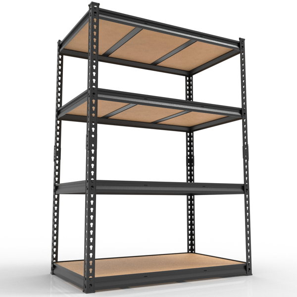 4层 可自由调节层间距 葫芦形孔位 带手套橡胶锤 展示架 铁 122*60*153.5cm 黑色铁件原木色中纤层板-6