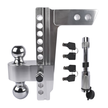 拖车挂接装置 Adjustable Trailer Hitch Fits 2" Receiver, 10" Drop/Rise 12500 LBS GTW 2" & 2-5/16" Dual Ball with Locks