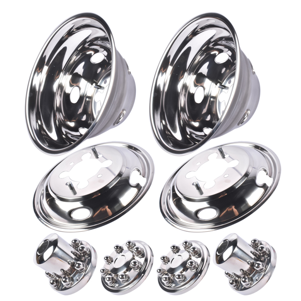 轮毂盖 Stainless Steel Dual Wheel Simulator Covers Fit for 2003-2018 Replacement for Dodge Replacement for Ram 3500 17"-2