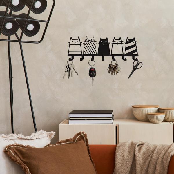 可爱的猫装饰挂钩。七钩键钩架，转换成一个高品质的现代壁挂式衣架（TikTok、temu下自提）-31