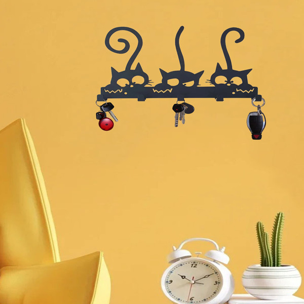 采购产品古董壁挂式黑色金属挂架-设计用于挂大衣，软呢帽和衣服，迷人的壁挂架，实用钩子（TikTok、temu下自提）-1