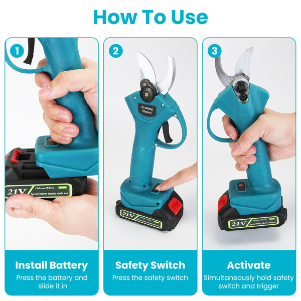 （物流随机发，自提可发加拿大）-4 合 1 树杆修枝剪，用于修剪树木的电动修枝剪和树杆锯，带 7 个可调节的头部角度，充电式树杆剪和电池树杆锯，带 2 块 3000mAh 可充电电池-8