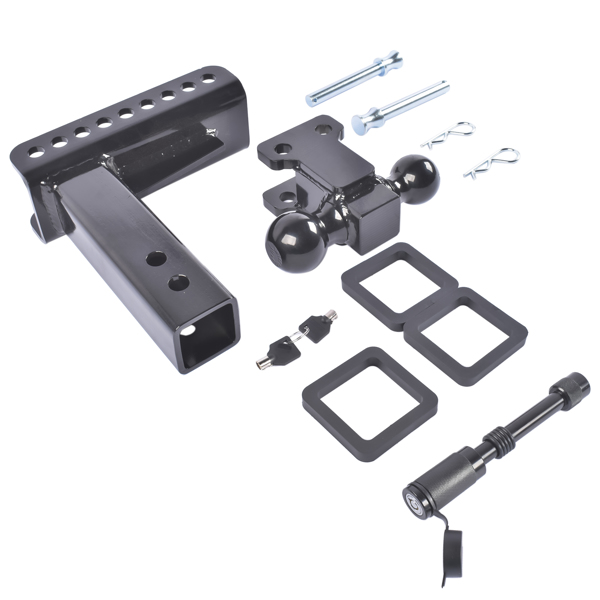 拖车挂接装置 Adjustable Trailer Hitch Fits 2.5" Receiver 6-Inch Drop/Rise 2" & 2-5/16" Ball 22000 LBS GTW with Anti-Theft Pin-5