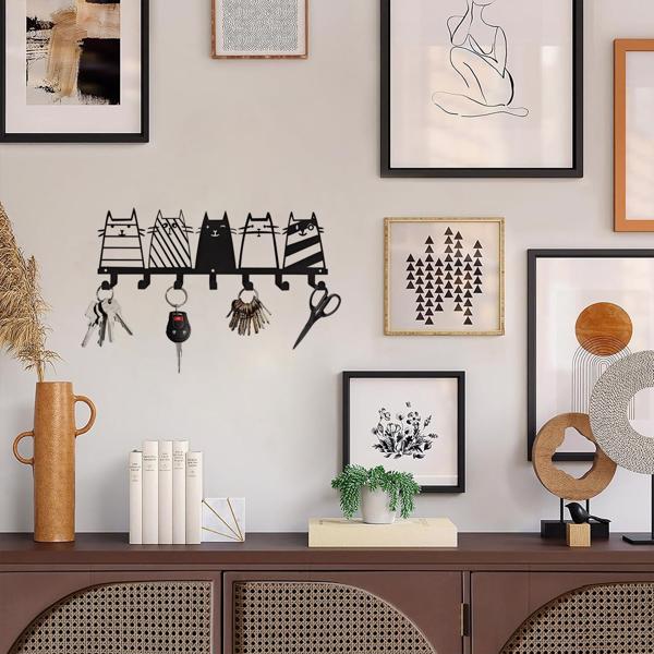 可爱的猫装饰挂钩。七钩键钩架，转换成一个高品质的现代壁挂式衣架（TikTok、temu下自提）-29