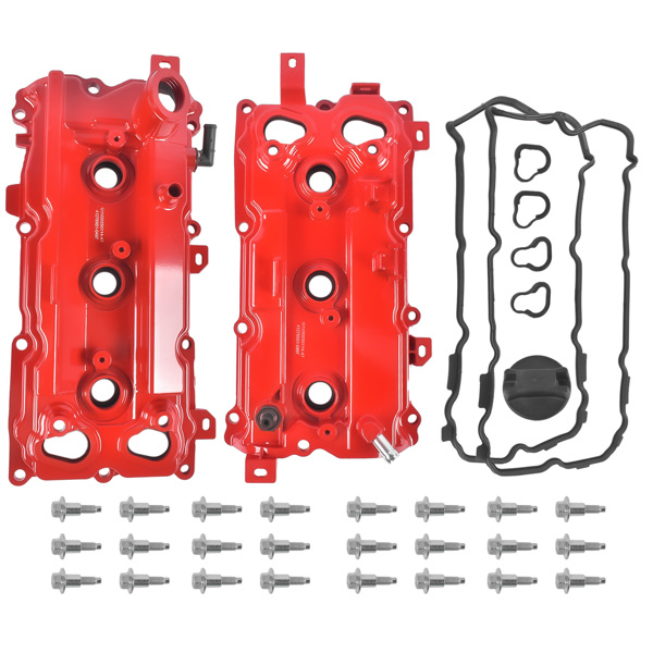气门室盖 2Pcs Aluminum Valve Covers Red with Gasket Cap Fit for Infiniti EX35 FX35 G35 M35 M35h 3.5L V6 13264JK20A-6