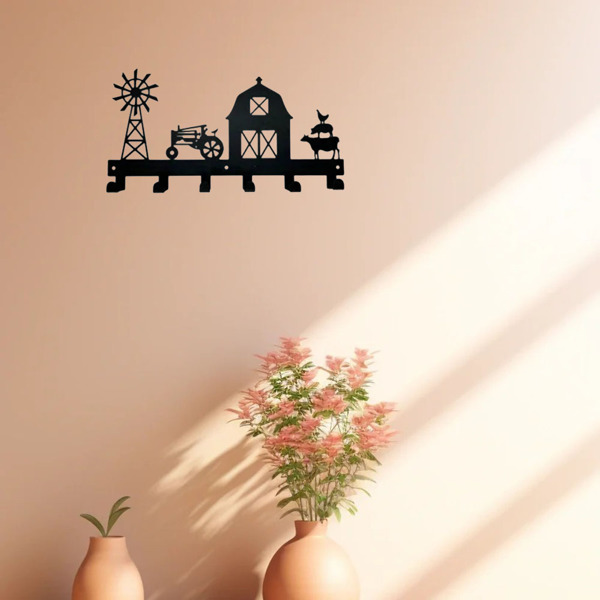 1PC，坚固的金属挂壁式储物架，带挂钩，非常适合挂外套，钥匙，毛巾等。一个多功能和实用的支架。实用钩子。（TikTok、temu下自提）-2