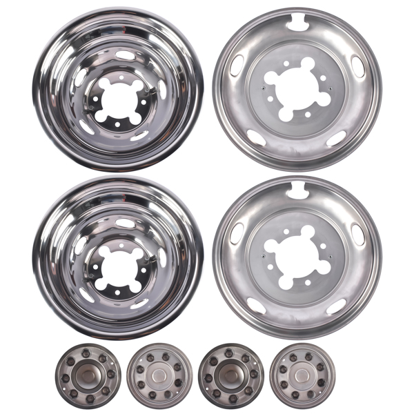 轮毂盖 Stainless Steel Dual Wheel Simulator Covers Fit for 2003-2018 Replacement for Dodge Replacement for Ram 3500 17"-3