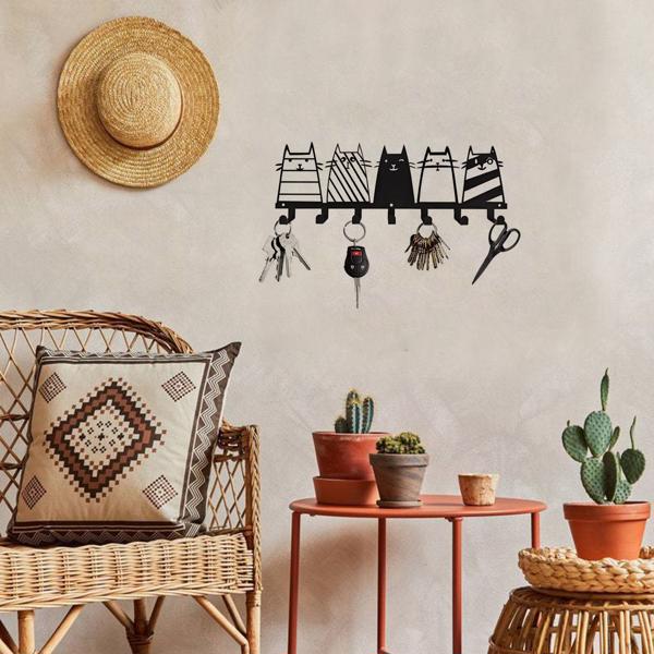 可爱的猫装饰挂钩。七钩键钩架，转换成一个高品质的现代壁挂式衣架（TikTok、temu下自提）-32