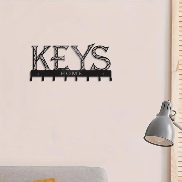 1pc金属墙安装钥匙挂钩：一个时尚的装饰墙装饰。冲孔/粘接安装存储解决方案，确保简单和整洁的关键组织（TikTok、temu下自提）-5