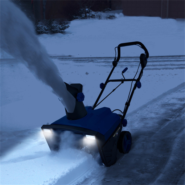 20英寸电动吹雪机-15安培电机，10英寸深度和30英尺射程，180°排放槽 蓝色  -2