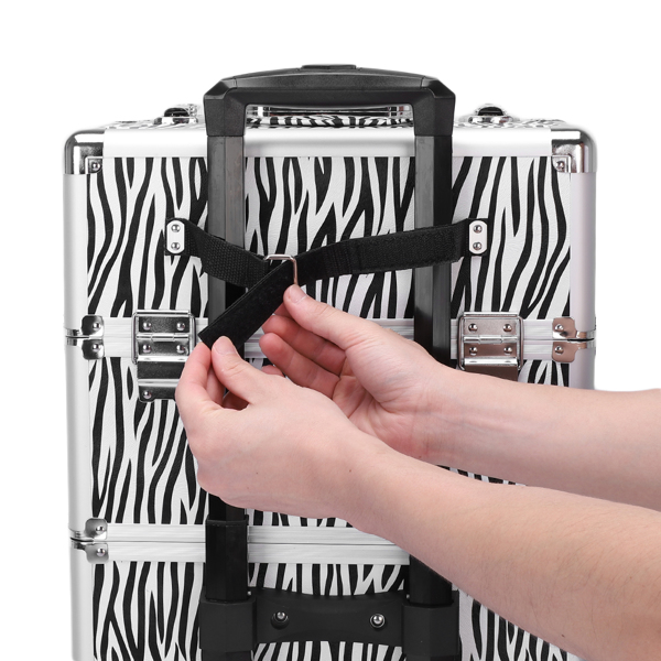 【SM】三合一四轮铝合金拉杆化妆箱纹绣箱 白斑马纹-35