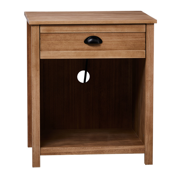 橡木色 P2密度板+贴实木皮框架 56*45*65cm 一抽带下隔层 床头柜 中世纪现代 1pcs-15