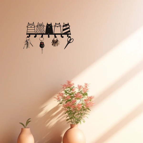 可爱的猫装饰挂钩。七钩键钩架，转换成一个高品质的现代壁挂式衣架（TikTok、temu下自提）-16