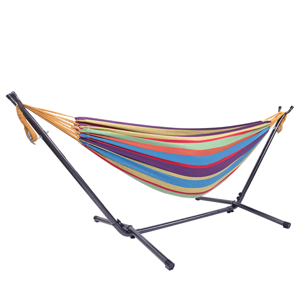 9ft 小彩条 黑底银花架子 2*1.5m涤棉吊床 铁吊床套装 330.00lbs-5