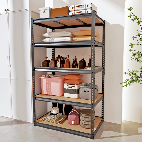 5层 可自由调节层间距 葫芦形孔位 带手套橡胶锤 展示架 铁 122*60*184cm 黑色铁件原木色中纤层板-12