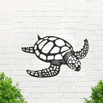 Elegant Metal Sea Turtle Ornament - Unique and Stylish Coastal Decor. As a Beach Theme Wall Art for Kitchen, Bathroom, and Living Room, It Creates a Distinctive Aesthetic in Your Home with Its Sea Tur