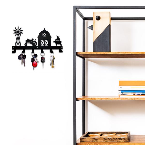 1PC，坚固的金属挂壁式储物架，带挂钩，非常适合挂外套，钥匙，毛巾等。一个多功能和实用的支架。实用钩子。（TikTok、temu下自提）-24