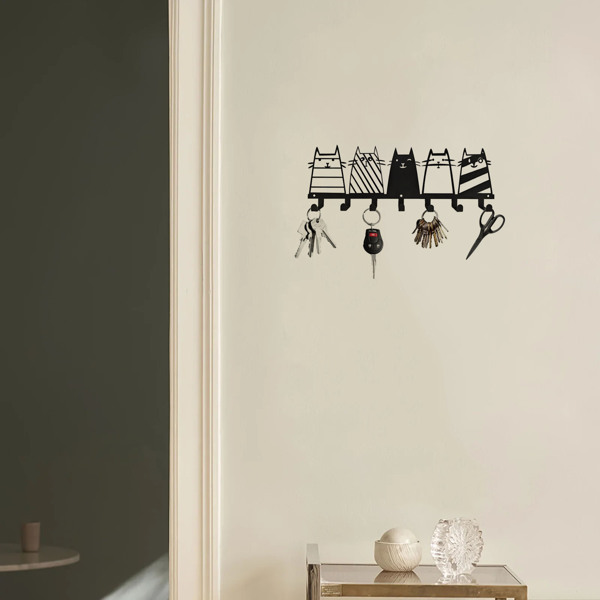 可爱的猫装饰挂钩。七钩键钩架，转换成一个高品质的现代壁挂式衣架（TikTok、temu下自提）-39