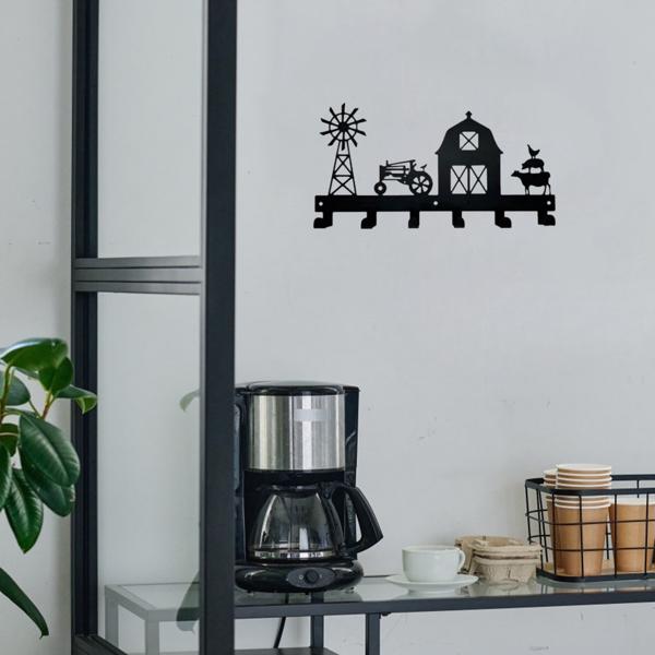 1PC，坚固的金属挂壁式储物架，带挂钩，非常适合挂外套，钥匙，毛巾等。一个多功能和实用的支架。实用钩子。（TikTok、temu下自提）-21