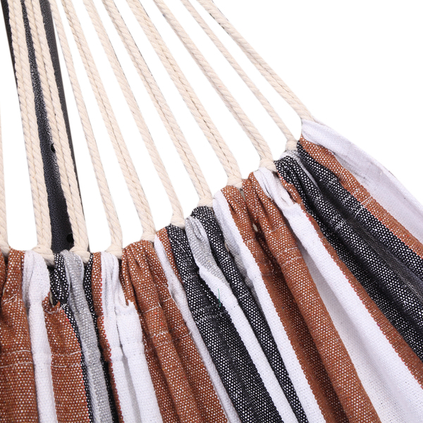 9ft 咖啡条 黑底银花架子 2*1.5m涤棉吊床 铁吊床套装 330.00lbs-12