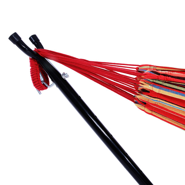 9ft 红小条 黑底银花架子 2*1.5m涤棉吊床 铁吊床套装 330.00lbs-22