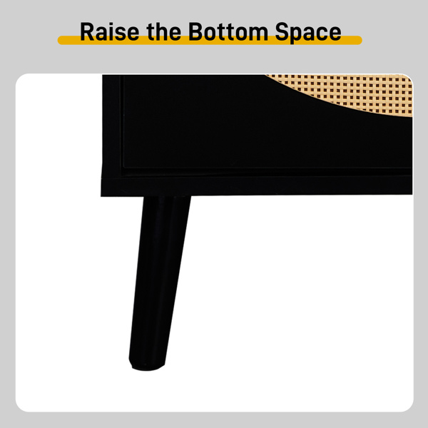 2排4个翻斗带高脚拱形藤面 鞋柜 刨花板+塑料藤 105*24*98cm 黑色框架+原木色藤面+黑色高脚 鞋柜-8