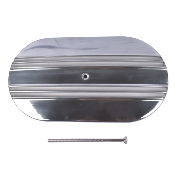 空气滤清器 15" Oval Half Finned Polished Aluminum Air Cleaner Filter Fits for Chevy Ford Mopar SBC BBC 350-6